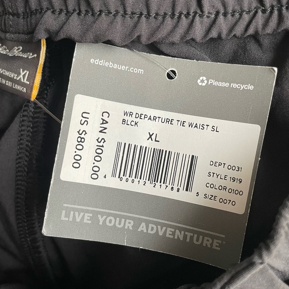 NWT $80 Eddie Bauer Wr Departure Tie Waist Pants Size XL - Picture 11 of 12